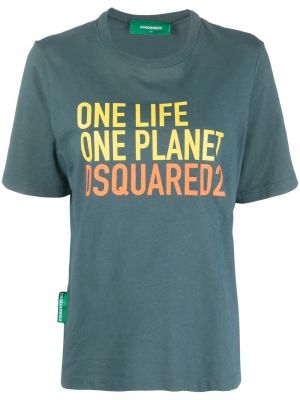 Памучна тениска Dsquared2 зелено