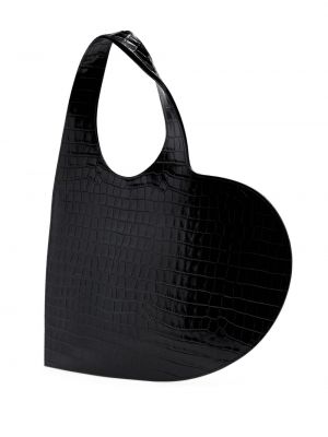 Kožená shopper kabelka se srdcovým vzorem Coperni černá