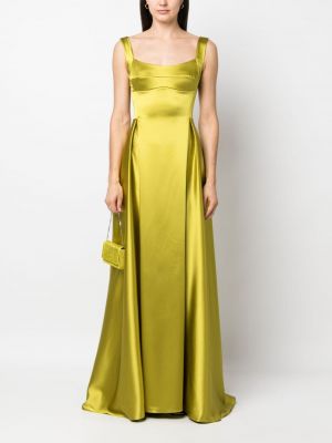 Satynowa sukienka długa plisowana Atu Body Couture zielona