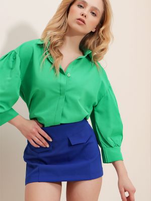 Koszula Trend Alaçatı Stili zielona