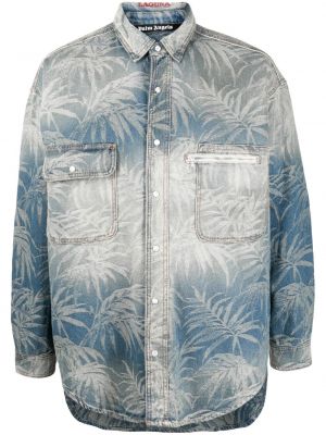 Camicia jeans con stampa oversize Palm Angels blu