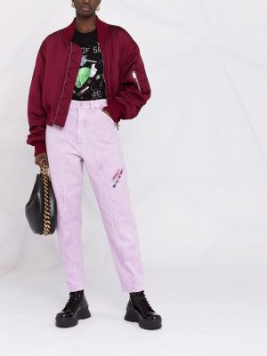Siuvinėtos skinny fit džinsai Stella Mccartney violetinė