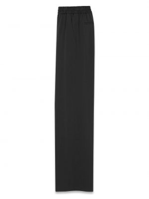 Saténové rovné kalhoty Saint Laurent černé