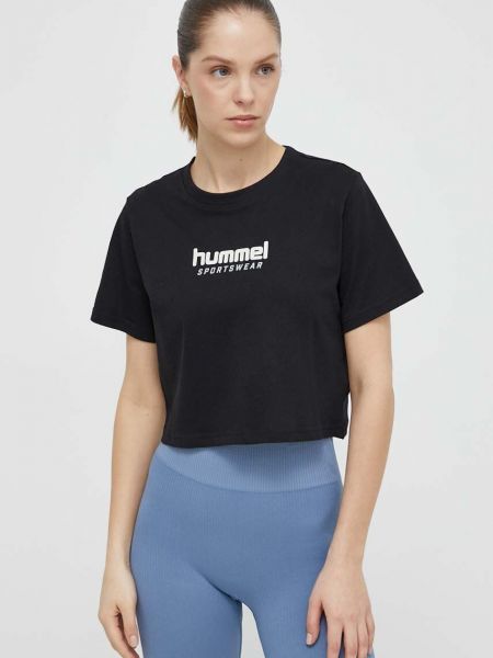 Bombažna majica Hummel črna