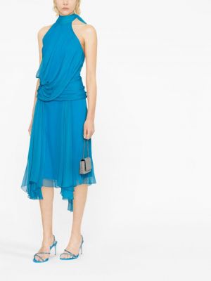 Drapované midi šaty Alberta Ferretti modré