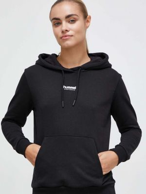 Pamučna hoodie s kapuljačom Hummel crna