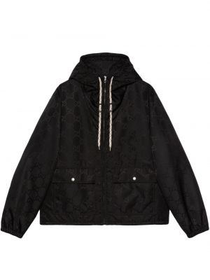 Žakárová bunda s kapucňou Gucci čierna