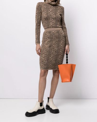 Falda con estampado leopardo Fendi Pre-owned marrón