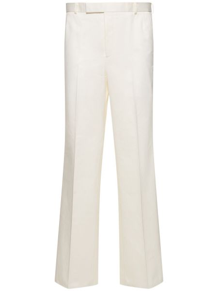 Pamučne hlače niski struk Thom Browne bijela