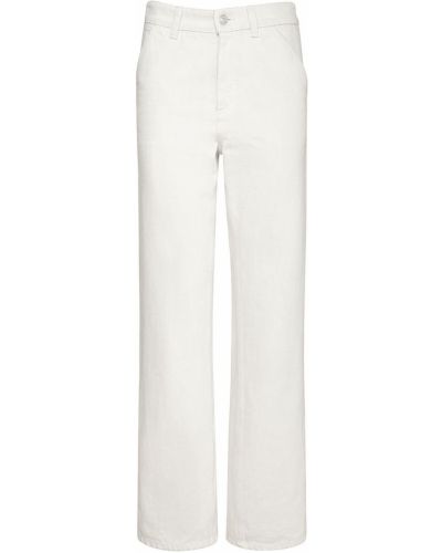 Bavlnené džínsy s rovným strihom Loro Piana biela