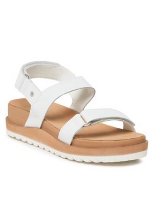 Kožené sandále Roxy - biela