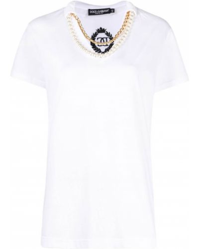 Camiseta con escote v Dolce & Gabbana blanco