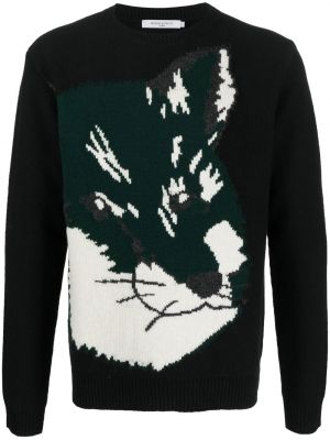 Sweter żakardowy Maison Kitsune czarny