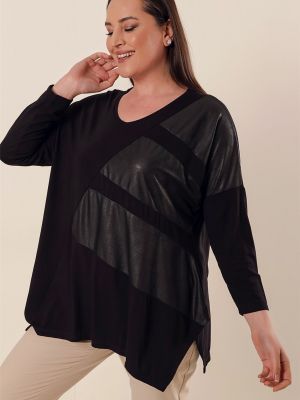 Кожена блуза By Saygı черно