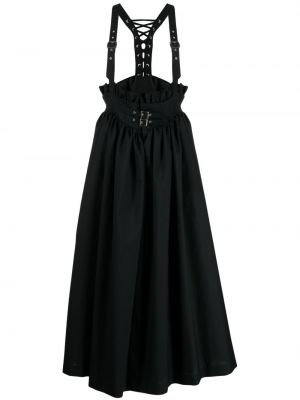 Midi sukňa s volánmi Noir Kei Ninomiya čierna