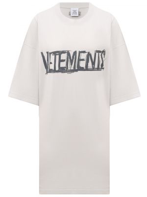Хлопковая футболка Vetements серая