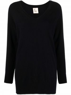 Пуловер с v-образно деколте Paula черно