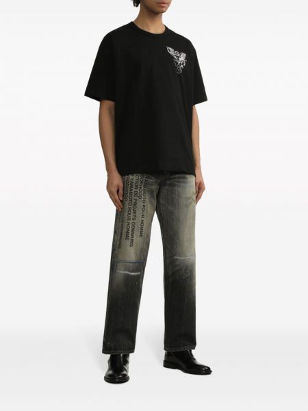 Proste jeansy z nadrukiem Yohji Yamamoto czarne