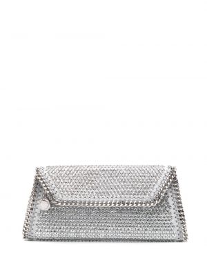 Pisemska torbica s kristali Stella Mccartney srebrna