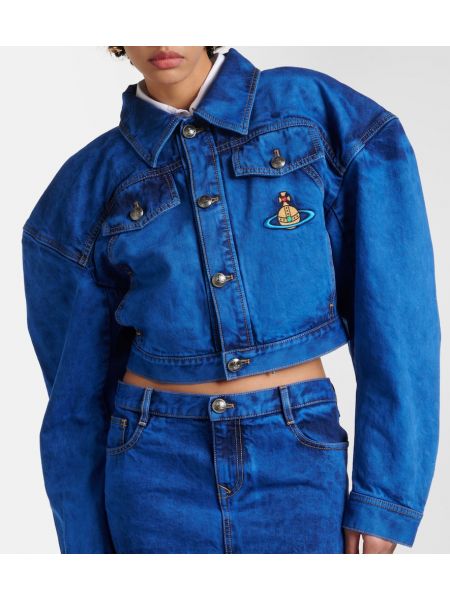 Haftowana kurtka jeansowa Vivienne Westwood niebieska