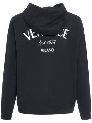 Bombažna jopa s kapuco Versace črna