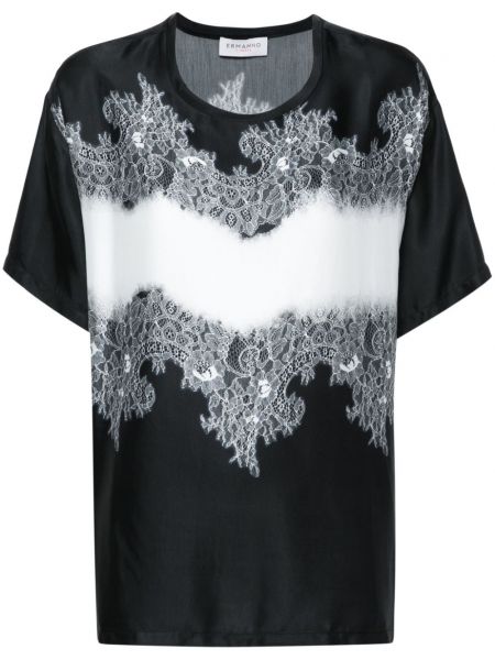 Σατέν μπλούζα με σχέδιο με δαντέλα Ermanno Firenze