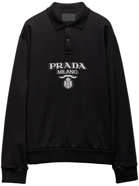 Strikket poloshirt i jacquard stof Prada sort