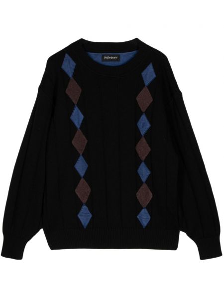 Vlnený dlhý sveter s vzorom argyle Saint Laurent Pre-owned