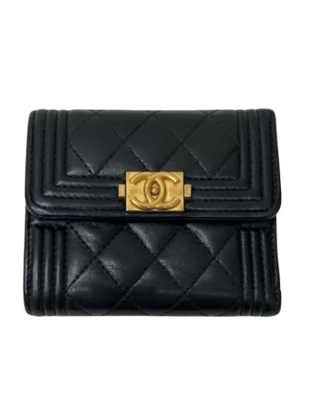 Mały portfel skórzany retro Chanel Vintage czarny