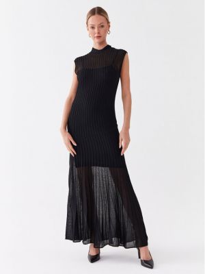 Pletena pletena koktejl obleka Calvin Klein črna