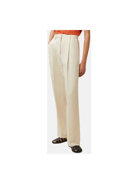 Pantalón clásico de lino de algodón Pomandère beige
