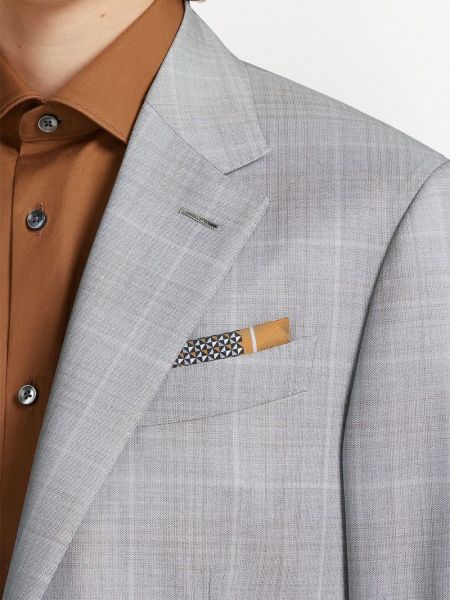 Cravate en soie à motif géométrique avec poches Zegna marron