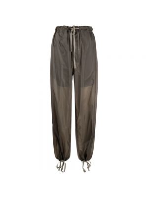 Jedwabne proste spodnie z wysoką talią Maison Margiela szare