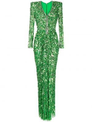 Sukienka wieczorowa z dekoltem w serek Jenny Packham zielona