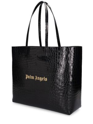 Δερμάτινη τσάντα shopper Palm Angels μαύρο