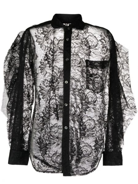 Długa koszula bawełniane w kwiatki klasyczne Comme Des Garcons - сzarny