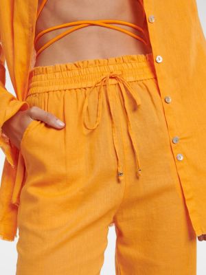 Lniane proste spodnie Bananhot pomarańczowe