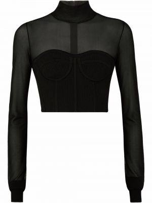 Прозрачен плетен топ Dolce & Gabbana черно