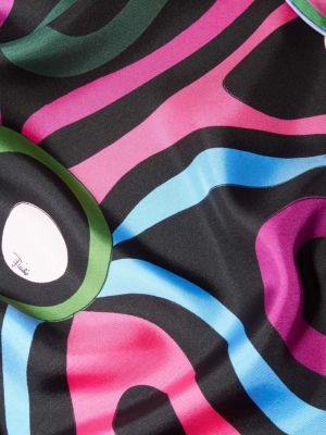 Hedvábný šál s potiskem s abstraktním vzorem Pucci černý