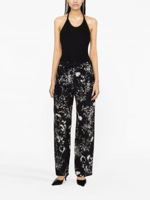 Květinové hedvábné kalhoty s potiskem Victoria Beckham
