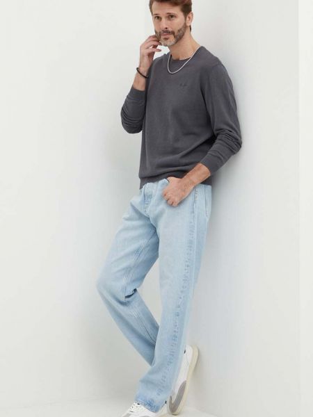 Lniany sweter Pepe Jeans szary