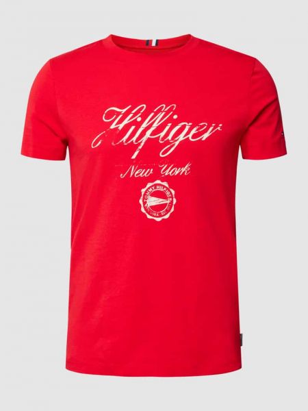 Koszulka z nadrukiem Tommy Hilfiger czerwona
