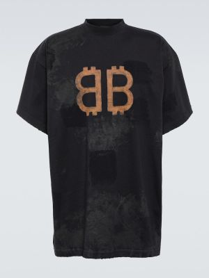 Džerzej bavlnené tričko s potlačou Balenciaga - čierna