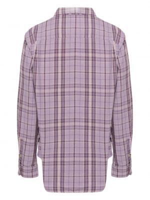 Koszula bawełniana w kratkę Stussy fioletowa