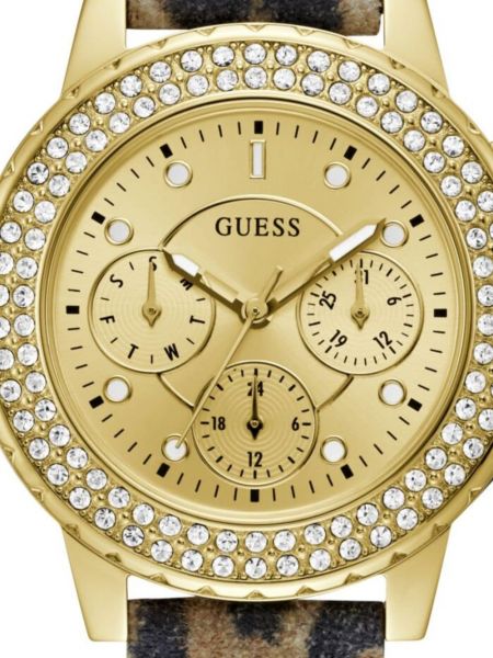 Zegarek w panterkę Guess Usa złoty