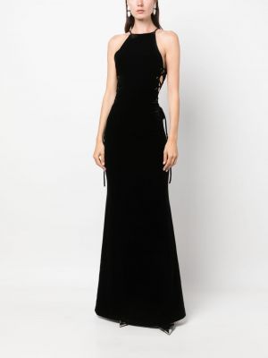 Nėriniuotas vakarinė suknelė su raišteliais Alessandra Rich juoda