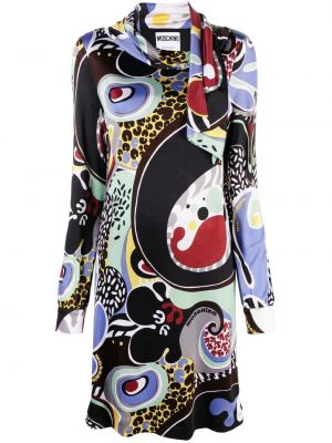 Robe mi-longue à imprimé à motifs abstraits Moschino noir
