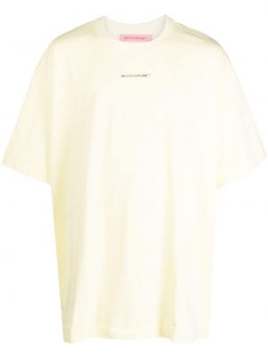 Tricou din bumbac de culoare solidă cu imagine Monochrome galben