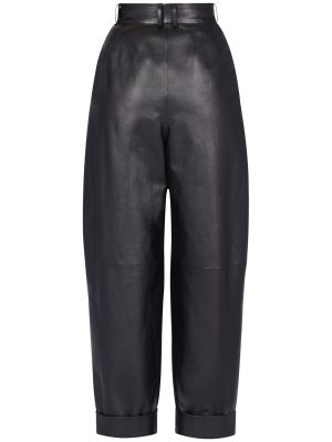 Pantaloni din piele plisate Alexandre Vauthier negru