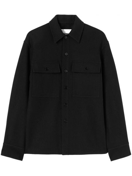 Vârf lung de lână de flanelă Jil Sander negru